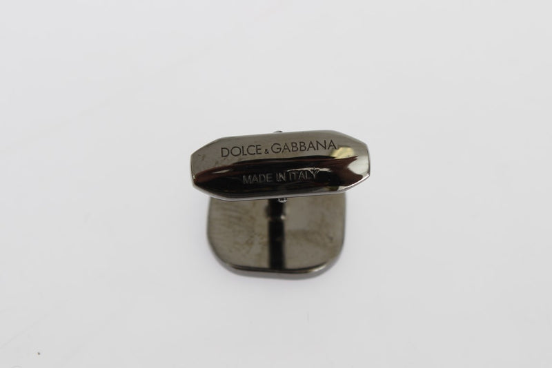 Silver Brass Multicolor Stone Cufflinks