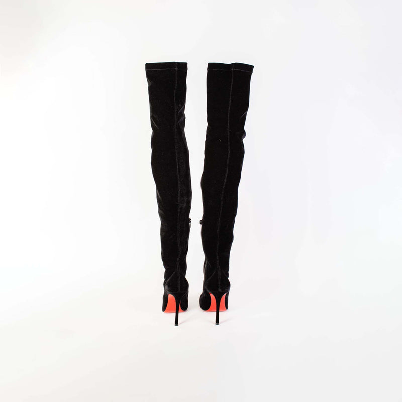 Christian Louboutin Black Velvet High Boots