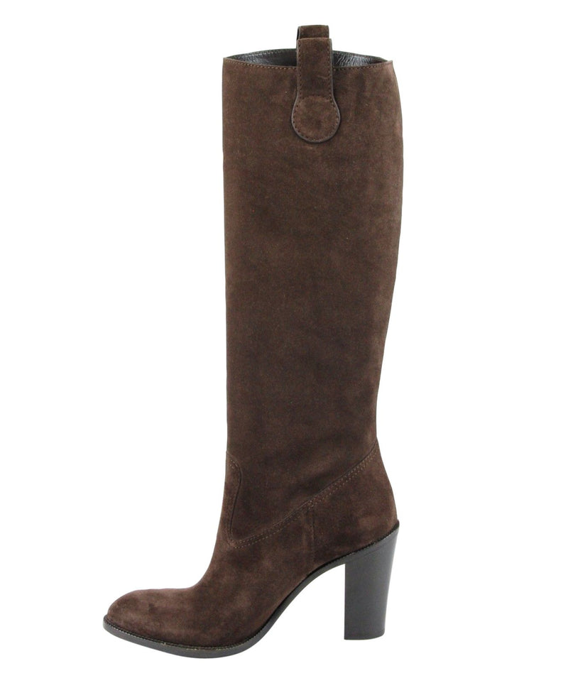 Brown Leather Suede Tall Knee Boots