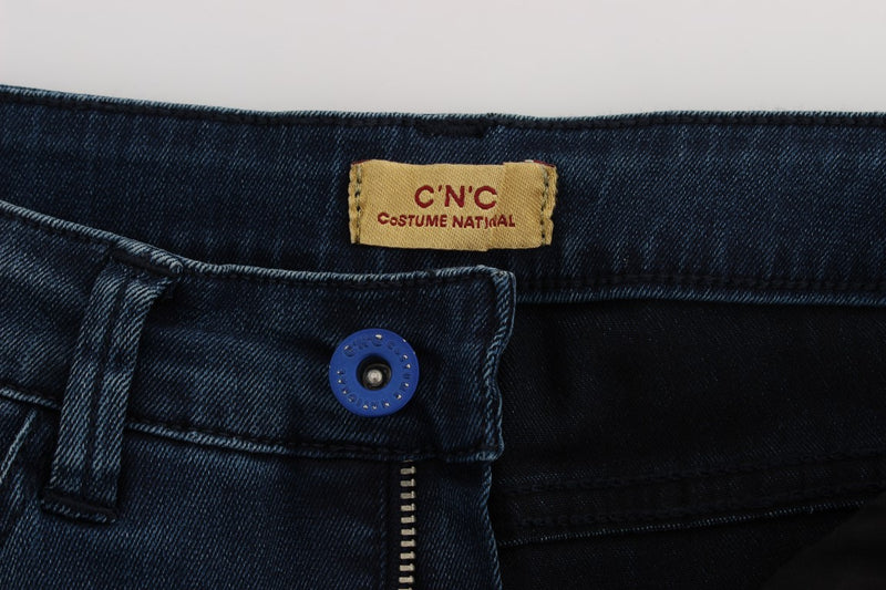 Blue Cotton Blend Slim Fit Jeans