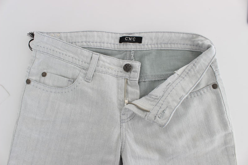 Gray Cotton Slim Fit Bootcut Jeans