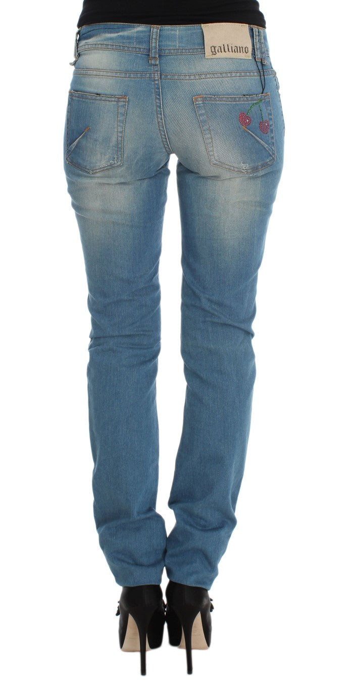 Blue Wash Cotton Blend Slim Fit Jeans