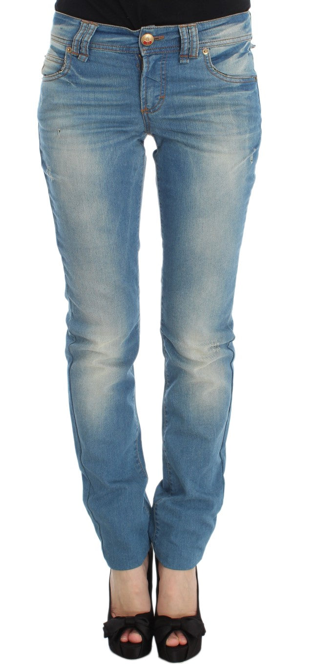 Blue Wash Cotton Blend Slim Fit Jeans