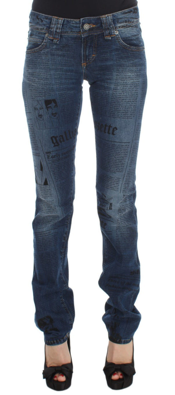 Blue Wash Cotton Blend Slim Fit Bootcut Jeans