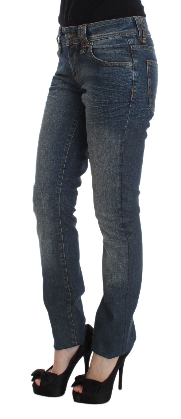 Blue Wash Cotton Blend Slim Fit Jeans