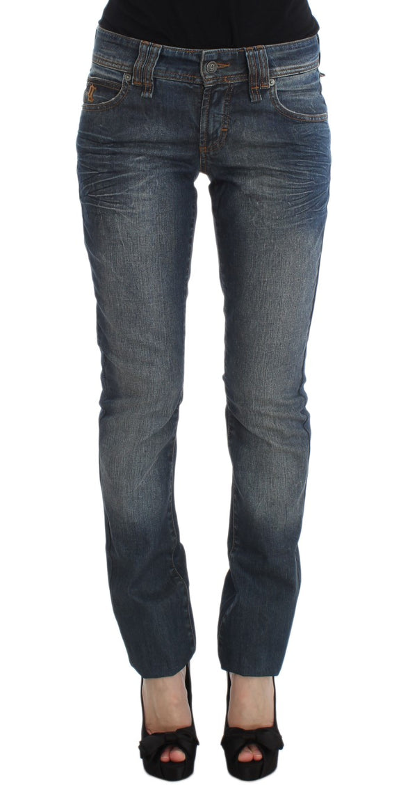 Blue Wash Cotton Blend Slim Fit Jeans