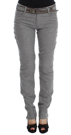 Gray Cotton Slim Fit Casual Bootcut Pants