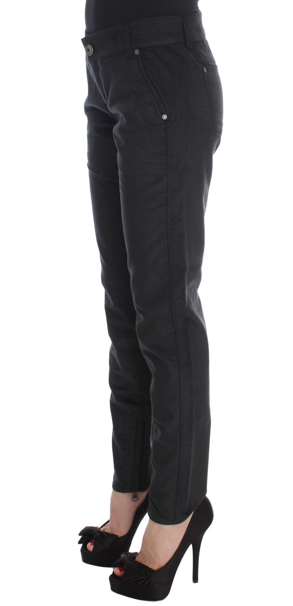 Black Cotton Blend Regular Fit Pants