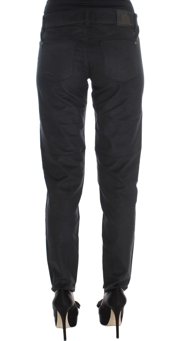 Black Cotton Blend Regular Fit Pants