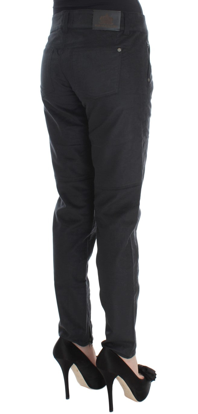 Black Cotton Blend Regular Fit Pants