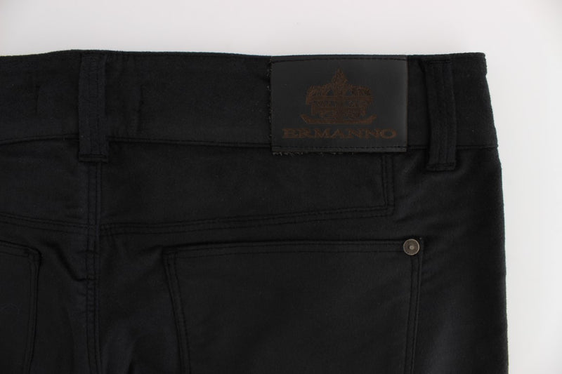 Black Cotton Blend Regular Fit Pants