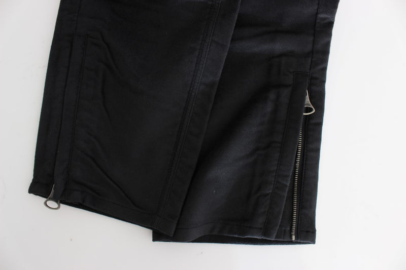 Black Cotton Blend Regular Fit Pants