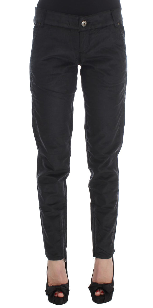 Black Cotton Blend Regular Fit Pants