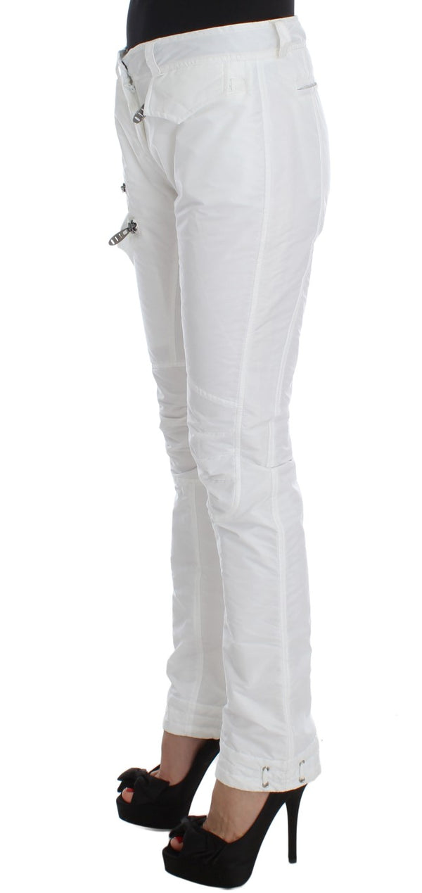 White Nylon Padded Slim Fit Cargo Pants