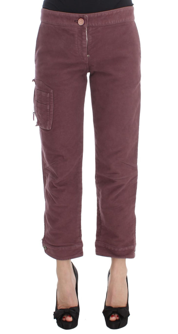 Bordeaux Cotton Cropped Cargo Pants