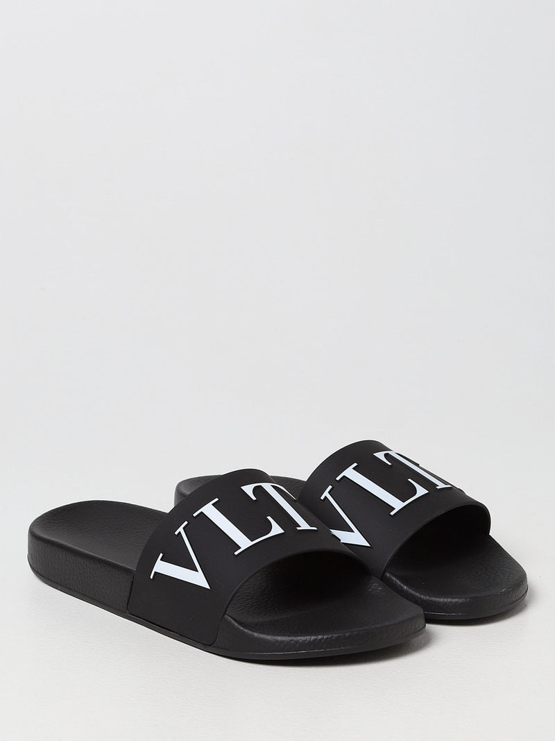 Black Rubber Garavani Slides Sandals