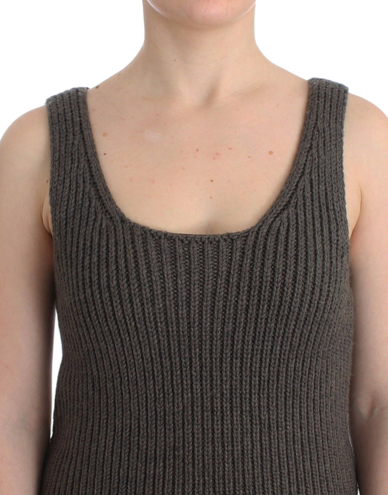 Gray Knit Top Knitted Sweater Merino Wool