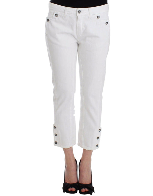 White Cropped Jeans Denim Pants Branded Capri