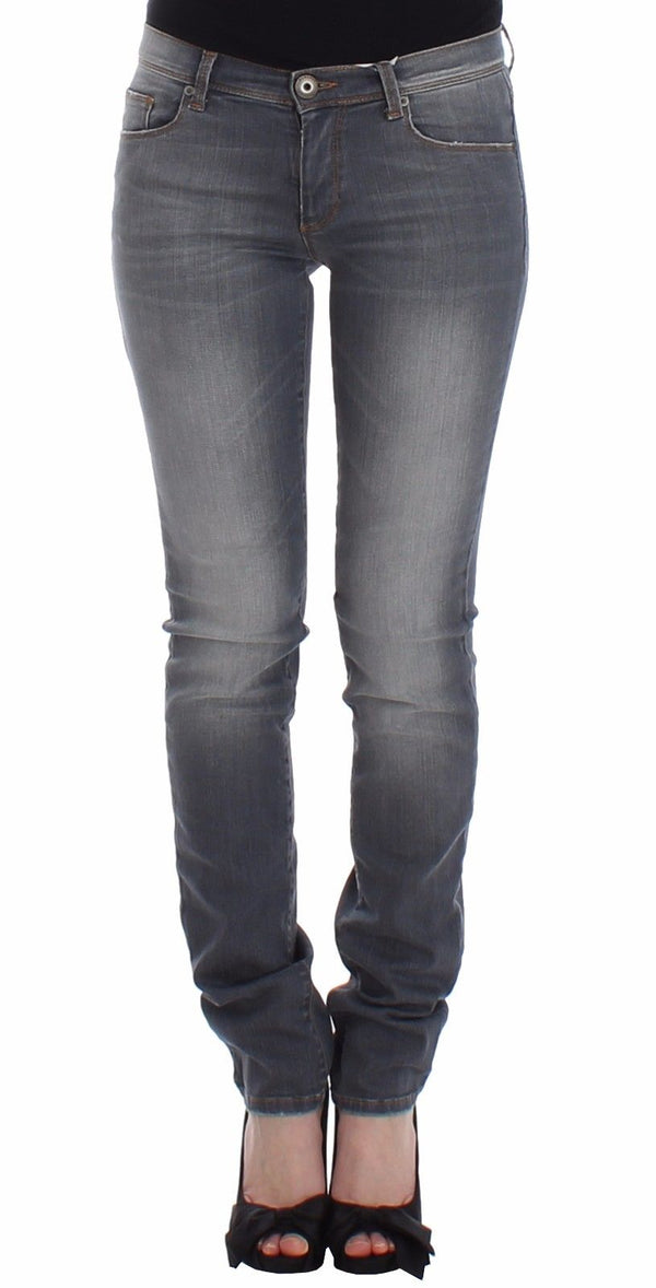 Gray Slim Jeans Denim Pants Skinny Leg Stretch