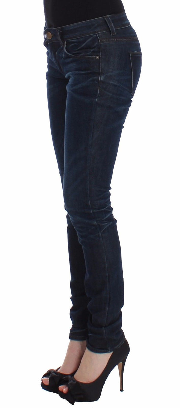 Blue Slim Jeans Denim Pants Skinny Leg Stretch