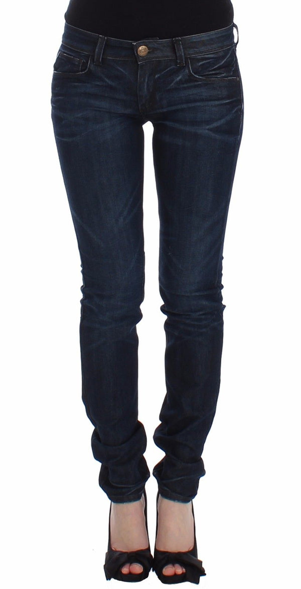 Blue Slim Jeans Denim Pants Skinny Leg Stretch