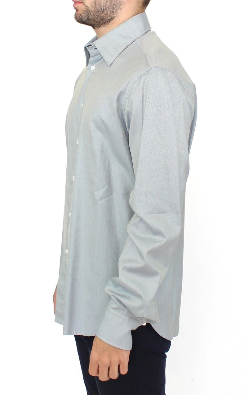 Gray Cotton Long Sleeve Casual Shirt Top