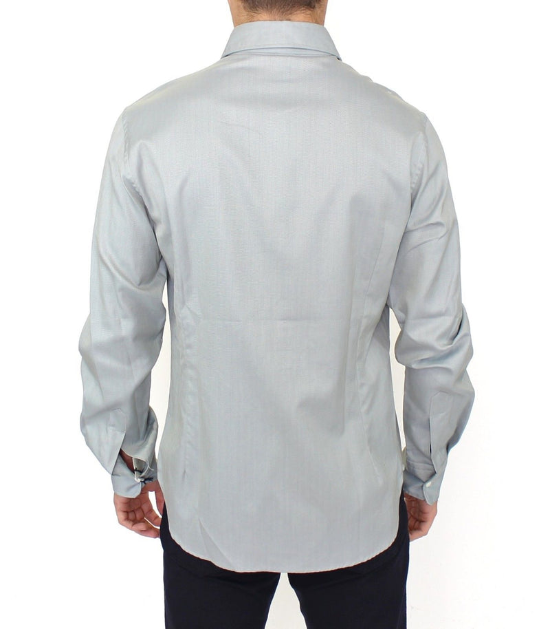 Gray Cotton Long Sleeve Casual Shirt Top