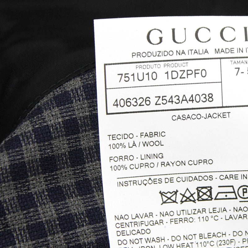 Gucci Men's Formal Midnight Blue Grey Wool Jacket 2 Buttons