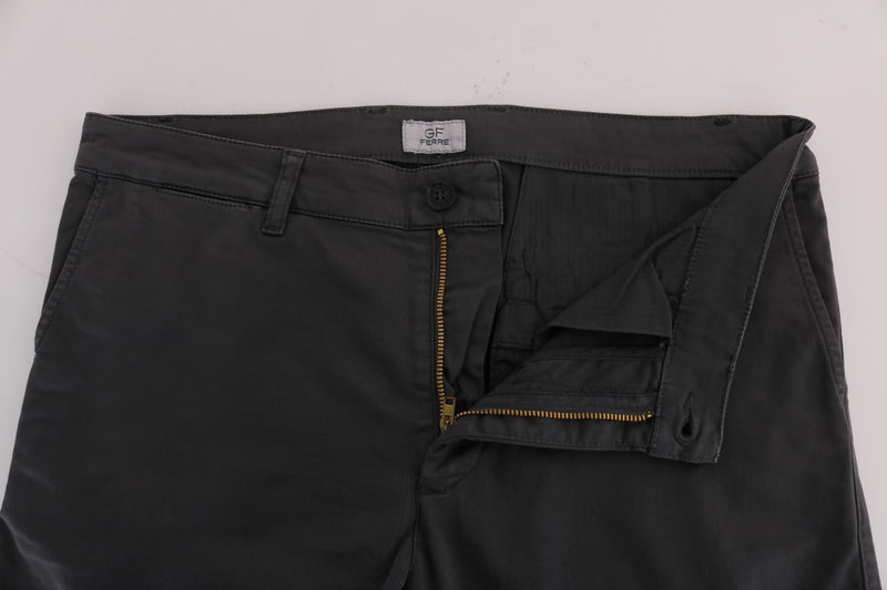 Gray Cotton Stretch Chinos Pants