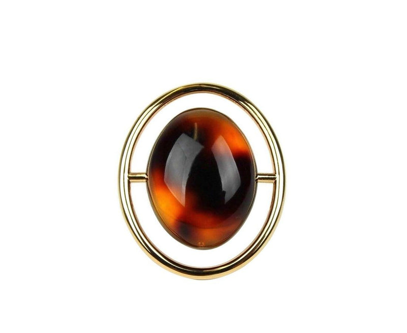 Women's Oval Brown Tortoise Shell Gold Ring