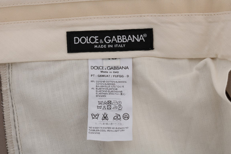 Beige Cotton Stretch Chinos Pants