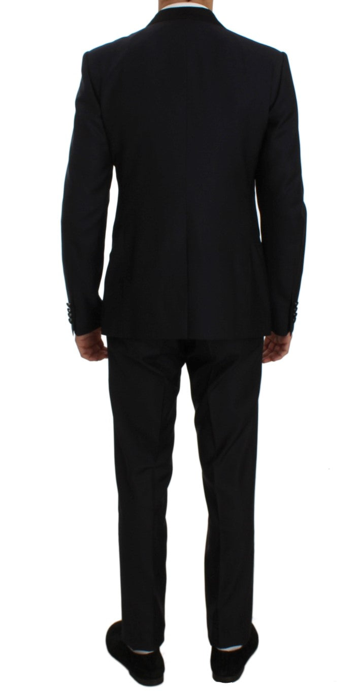 Blue Silk Wool Slim Fit 3 Piece Suit