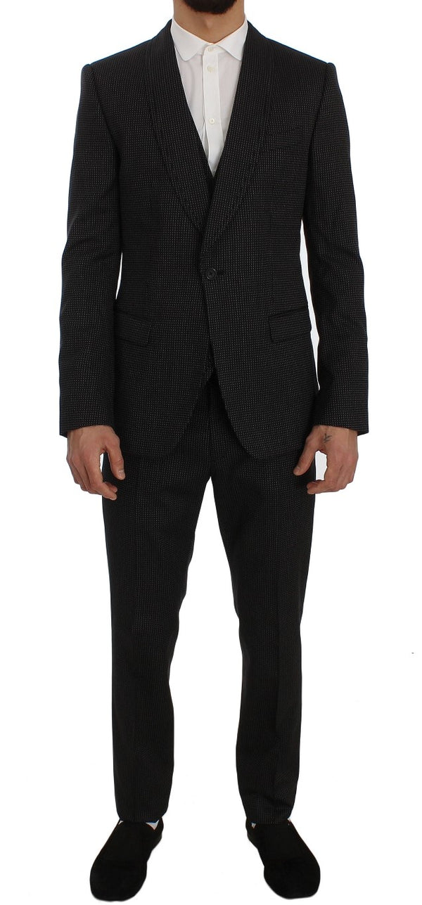 Gray Wool Silk Stretch Slim Fit 3 Piece Suit