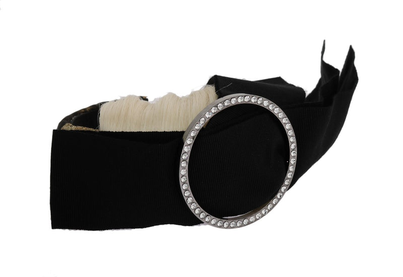 Black Crystal White Diadem Headband