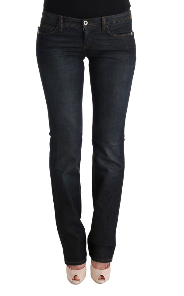 Gray Cotton Slim Flared Jeans