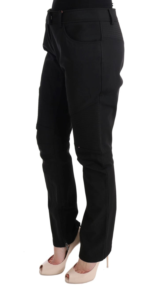 Black Cotton Slim Fit Casual Pants