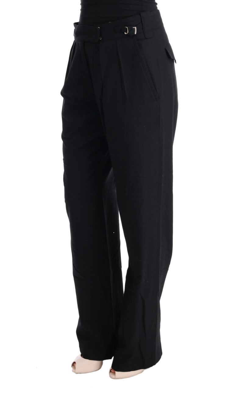 Black Cotton Straight Leg Formal Pants