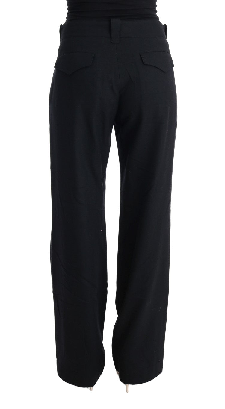 Black Cotton Straight Leg Formal Pants