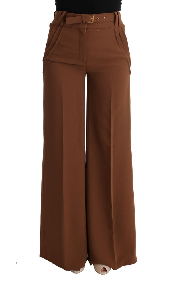 Brown Polyester Boot Cut Pants