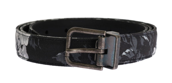 Black Cayman Linen Leather Belt