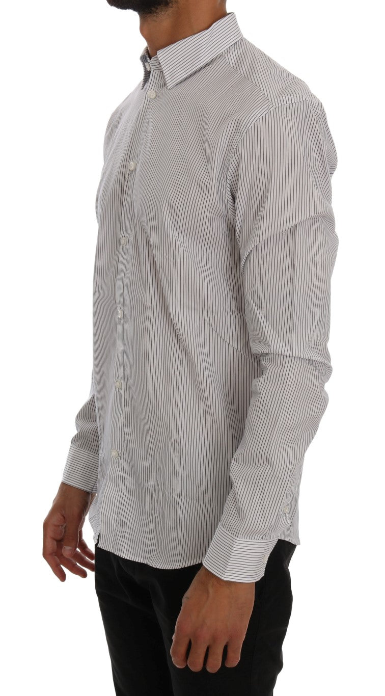 White Blue Striped Casual Cotton Regular Fit Shirt