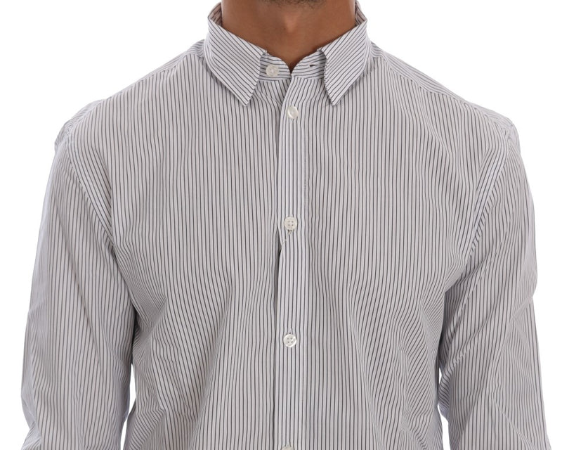 White Blue Striped Casual Cotton Regular Fit Shirt