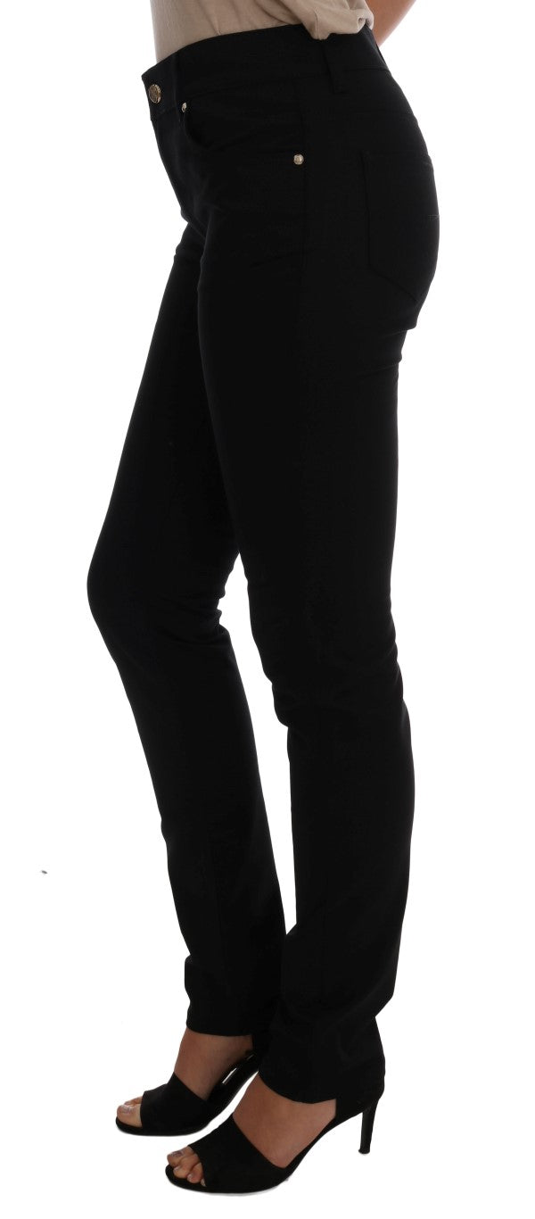 Black Cotton Stretch Slim Denim Pants