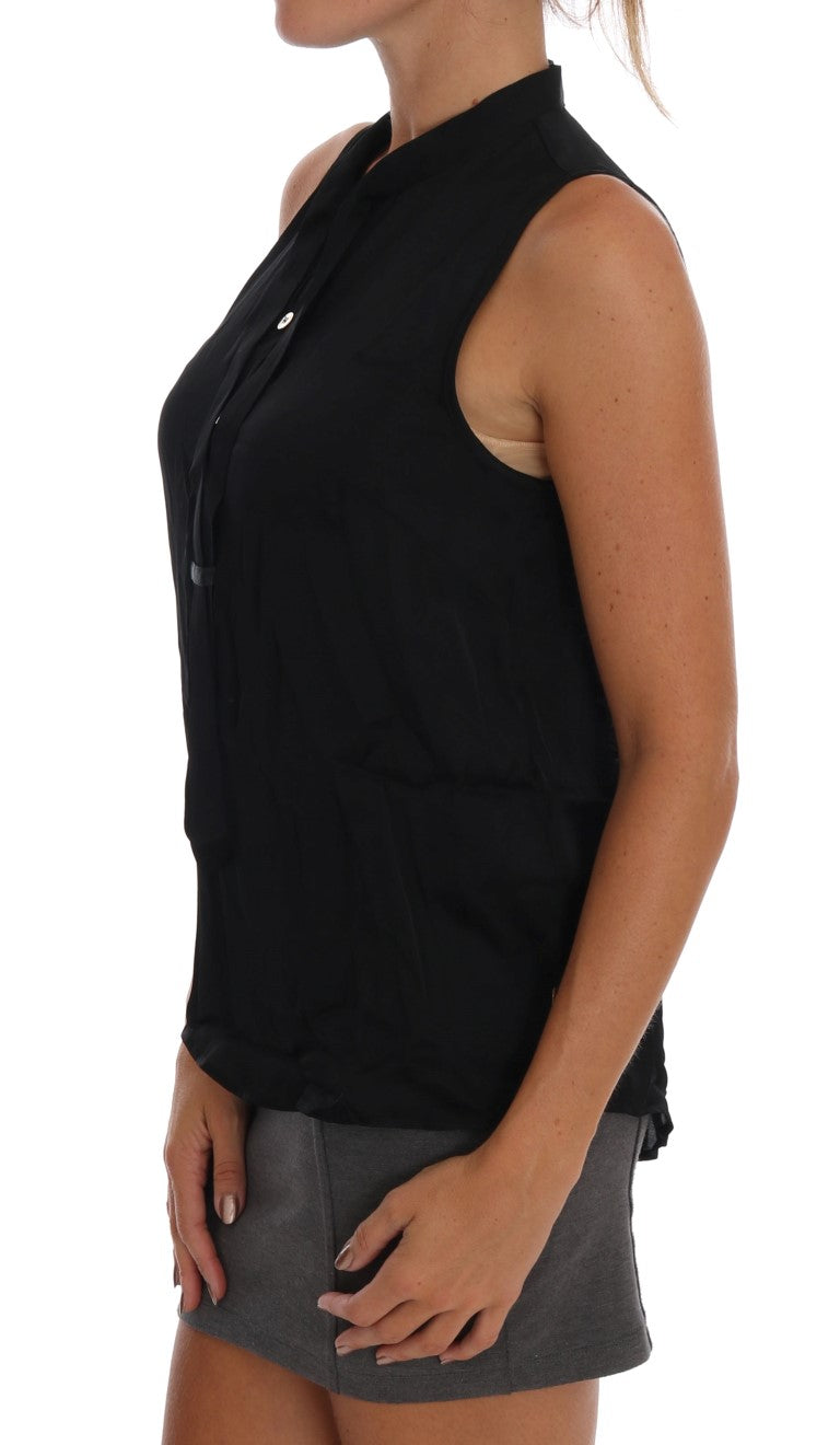 Black Sleeveless Viscose Blouse Top