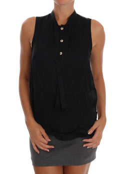 Black Sleeveless Viscose Blouse Top