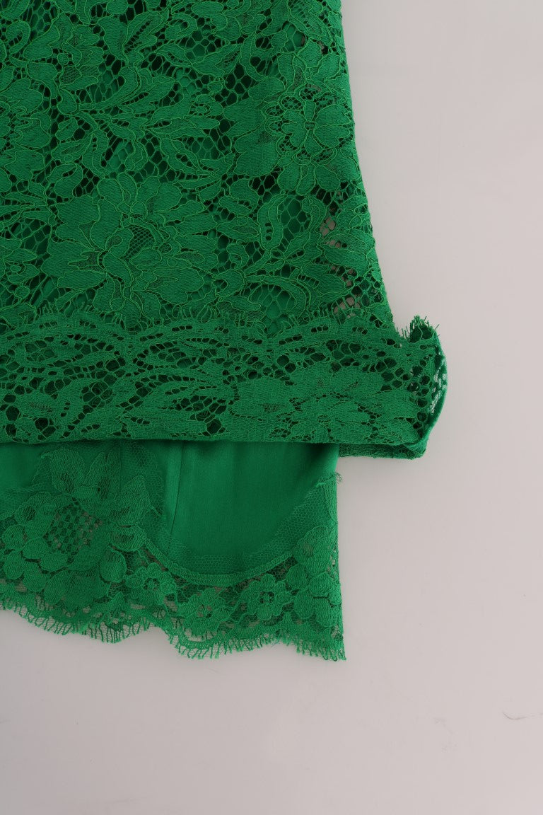 Green Floral Lace Top Blouse