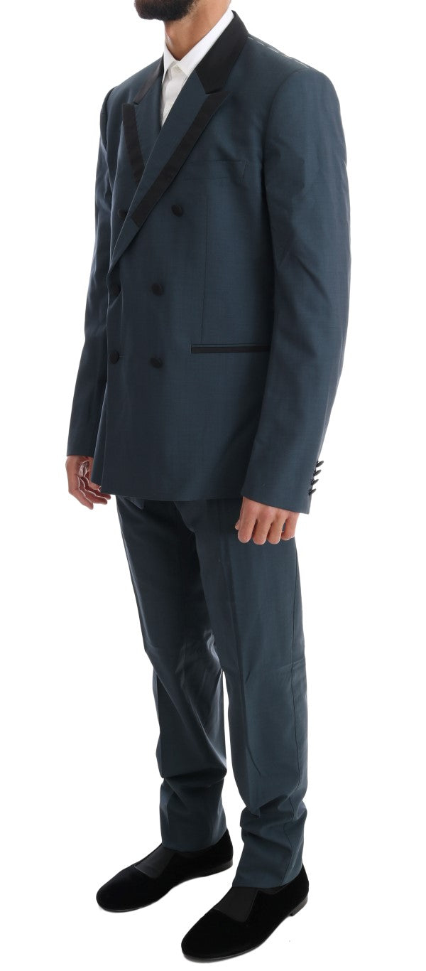 Blue Wool Double Breasted 3 Piece Suit