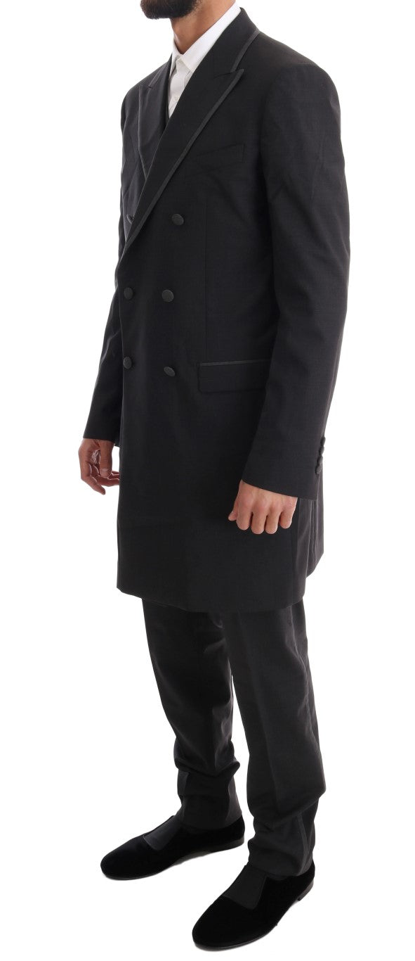 Gray Wool Stretch 3 Piece Two Button Suit