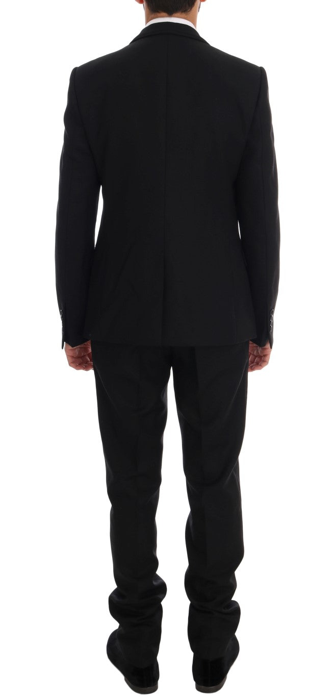 Black Wool One Button Slim Fit Suit