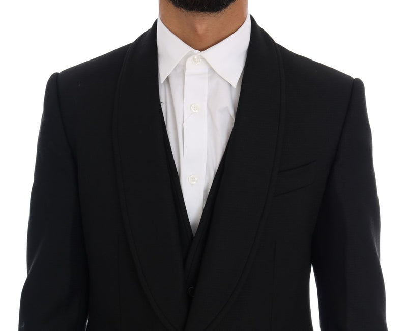 Black Wool One Button Slim Fit Suit